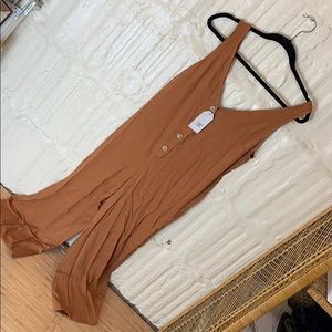Rust Button-front jump suit